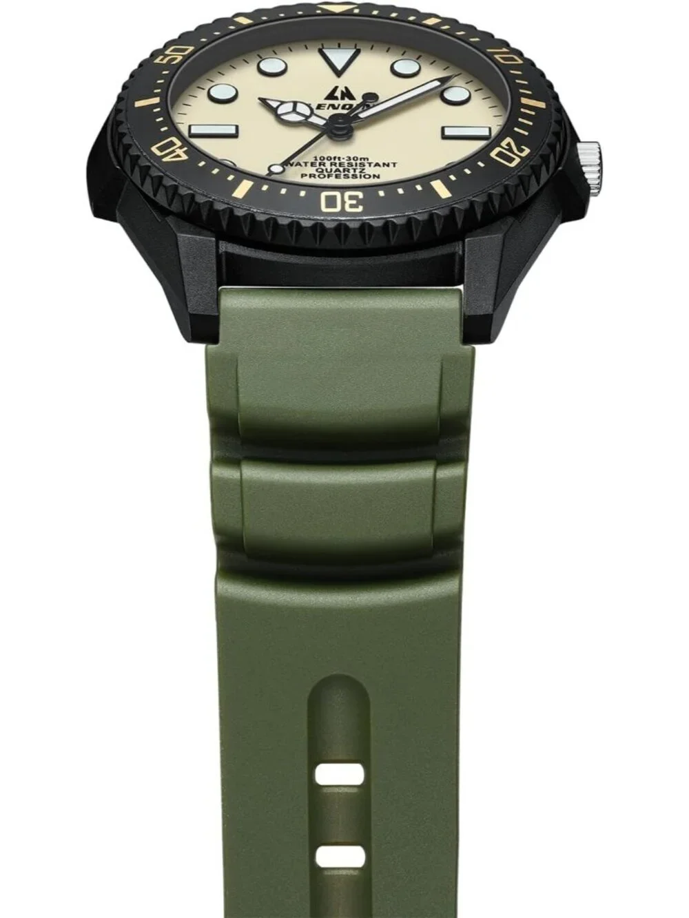 Men's Green Yellow Analog Quartz Leather Waterproof Luminous Luxury Casual Watch